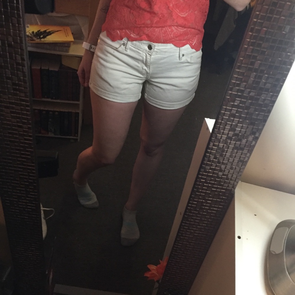 White rolled shorts